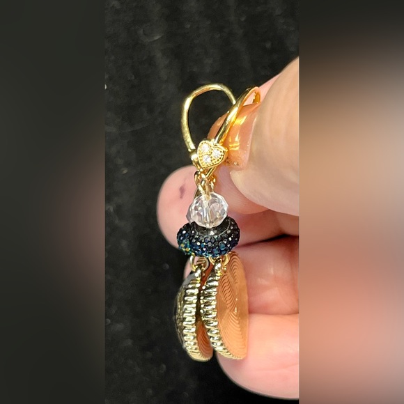 🖤Pretty dangle-glitter black heart earrings —-Gold NWOT - Picture 5 of 13